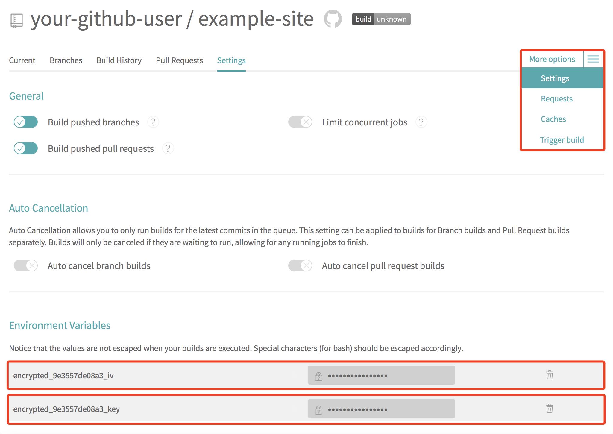 Travis Environment Variables Travis Environment Variables