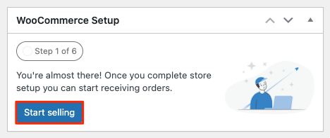 Screenshot of WooCommerce setup card Screenshot of WooCommerce setup card